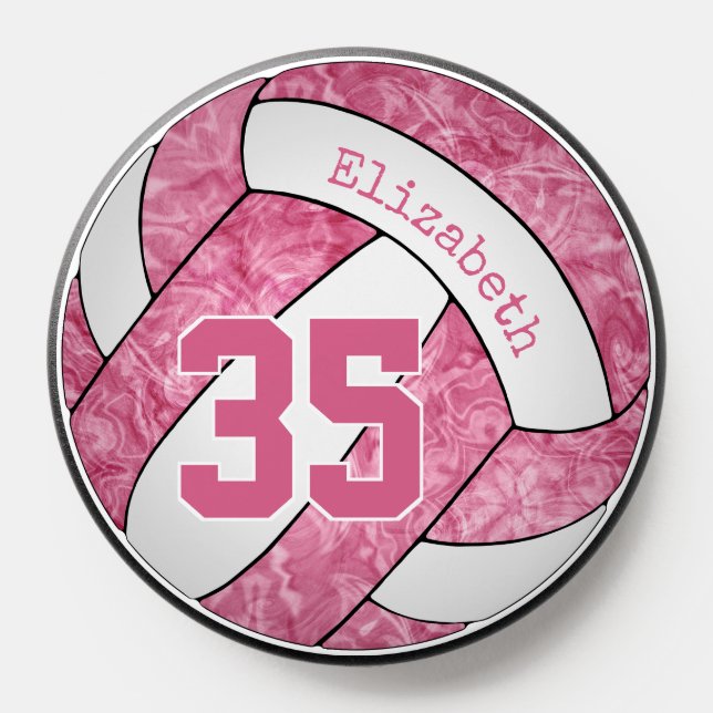 girly pink white volleyball club colors PopSocket (Popsocket)