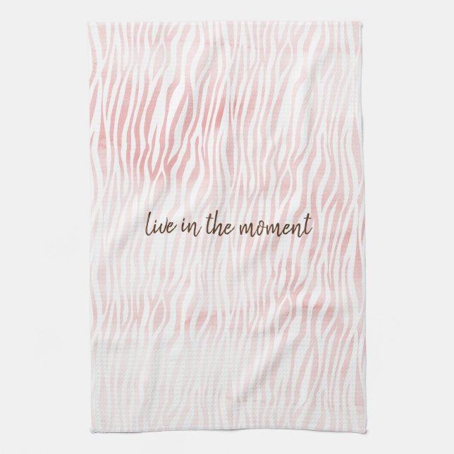 Girly Pink White Watercolor Animal Zebra Print Kitchen Towel (Vertical)