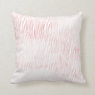 Girly Pink White Watercolor Animal Zebra Print Throw Pillow