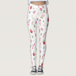 Girly Pink White Watercolor Floral Pattern Leggings<br><div class="desc">These elegant and girly leggings feature beautiful pink,  red,  and green watercolor floral pattern. This is part of the Red & Pink Roses collection.</div>