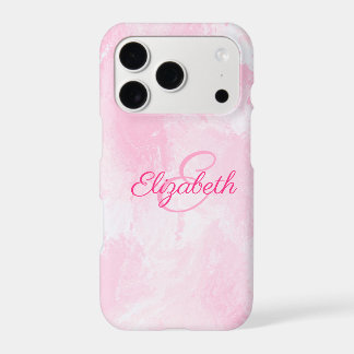 Girly Pink White Watercolor Name Monogram iPhone 17 Pro Case