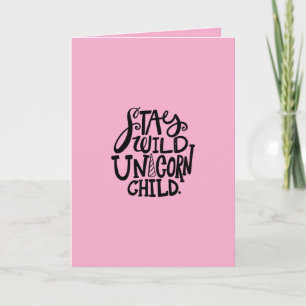 Girly Pink Wild Unicorn Birthday Card