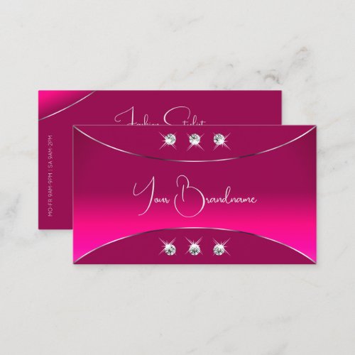 Girly Pink with Silver Decor and Sparkle Diamonds Business Card