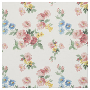 Girly Pink, Yellow and Blue Floral Customizable Fabric