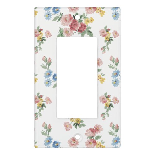 Girly Pink Yellow and Blue Floral Customizable Light Switch Cover