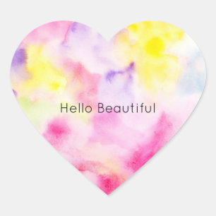Girly Pink Yellow Purple Tie Dye Heart Sticker