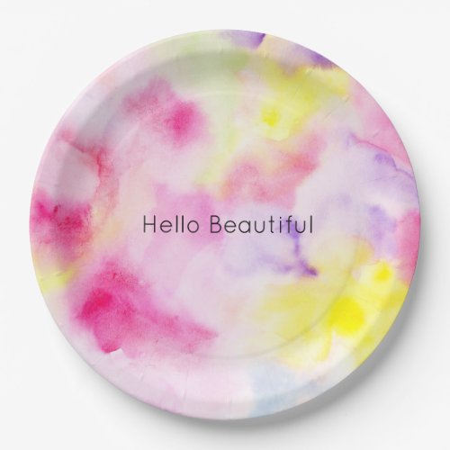 Girly Pink Yellow Purple Tie Dye Paper Plates