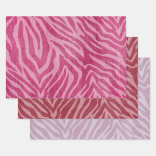 Girly Pink Zebra Animal Print Wrapping Paper Sheets