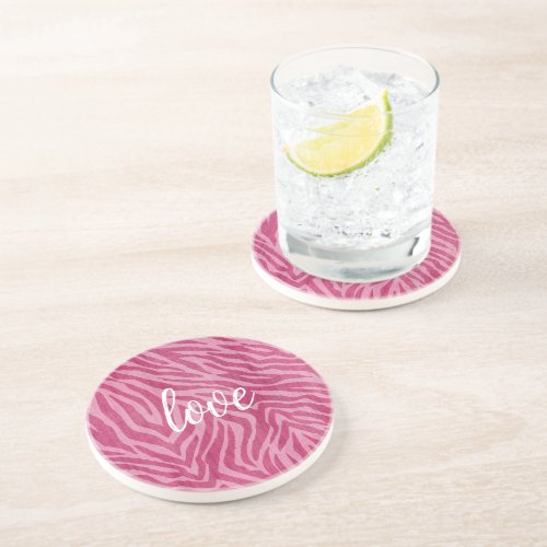 Girly Pink Zebra Print Coaster