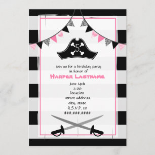 Girly Pirate Birthday Party Invitation