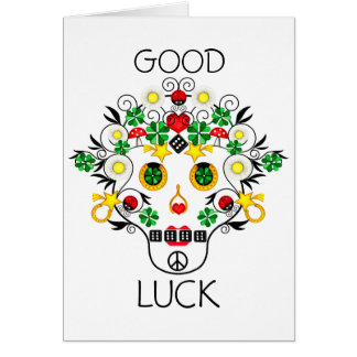 Girly Pirate Lucky Skull Card
