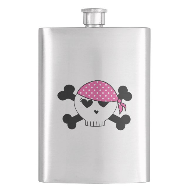Girly Pirate Skull Flask (Front)