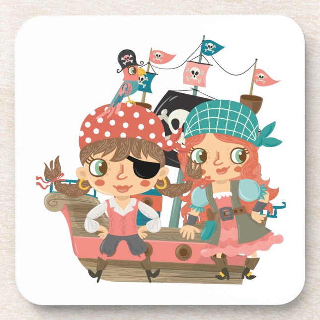 Girly Pirates Drink Coaster (Front)