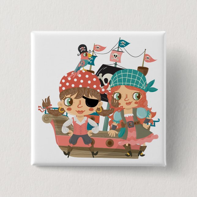 Girly Pirates Pinback Button (Front)