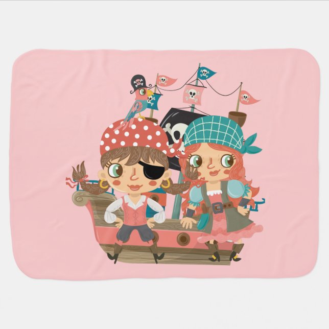 Girly Pirates Receiving Blanket (Horizontal)