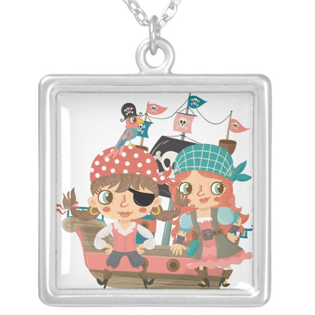 Girly Pirates Silver Plated Necklace (Front)