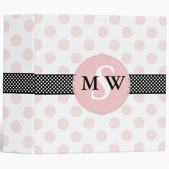 Girly Polka Dot Monogram Binder (Front/Spine)