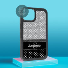 Girly Polka Dot Pattern Fake Glitter & Monograms