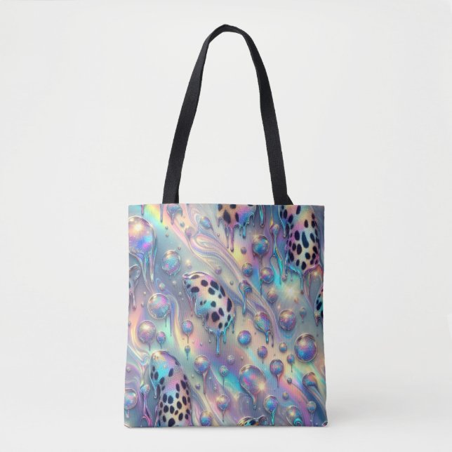 Girly Posh Leopard Print Opal Tote Bag (Front)