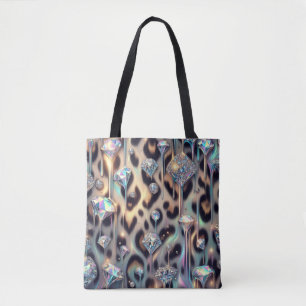 Girly Posh Leopard Print Opal Tote Bag