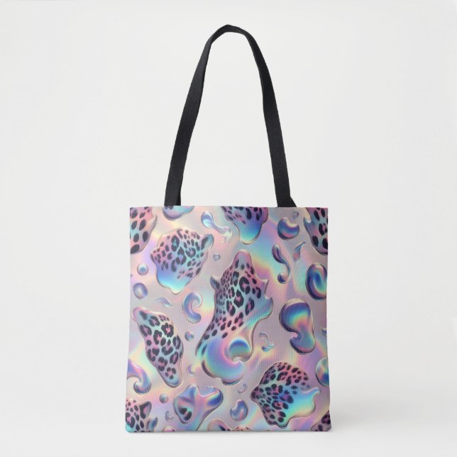 Girly Posh Leopard Print Opal Tote Bag (Front)