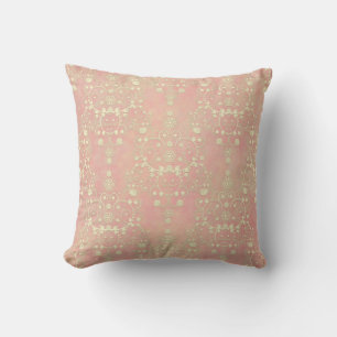 Girly Powder Puff Pink Peach Damask Throw Pillow