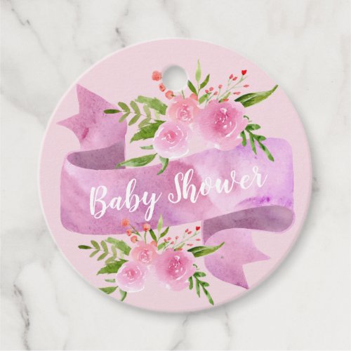 Girly Pretty Chic Floral Blush Pink Baby Shower Favor Tags