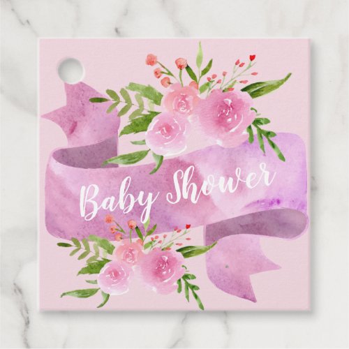 Girly Pretty Chic Floral Blush Pink Baby Shower Favor Tags