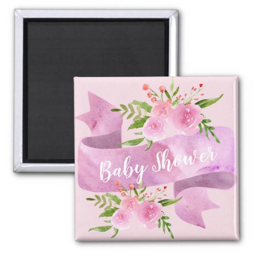 Girly Pretty Chic Floral Blush Pink Baby Shower Magnet