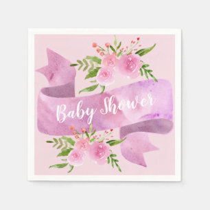 Girly, Pretty, Chic, Floral Blush Pink Baby Shower Napkins