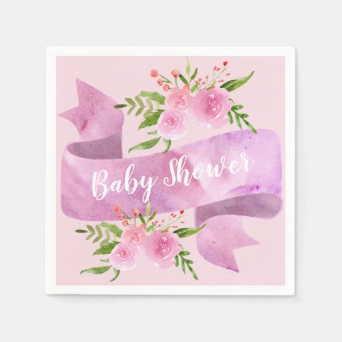 Girly Pretty Chic Floral Blush Pink Baby Shower Napkins