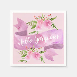 Girly Pretty Chic Floral Blush Pink Hello Gorgeous Napkins