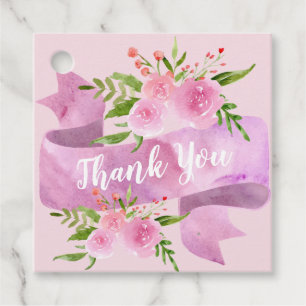 Girly Pretty Chic Floral Blush Pink Rose Thank You Favor Tags