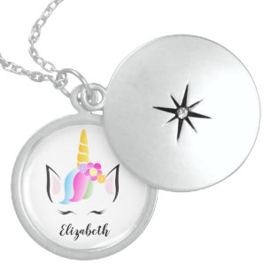 Girly pretty magical Personalized unicorn Locket Necklace