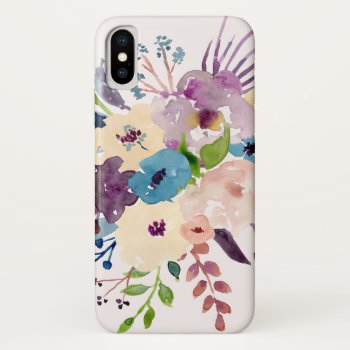 Girly  Pretty   Pastel Water Color Flowers Iphone Xs Case by CoolestPhoneCases at Zazzle