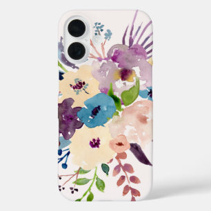 Girly, Pretty, Pastel Water Color Flowers iPhone 16 Case