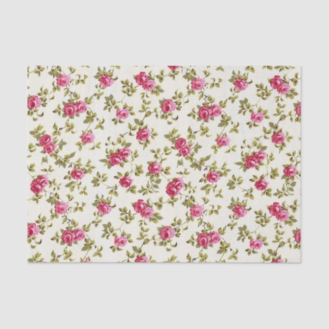 Girly Pretty Pink Floral Print Pattern Tissue Paper (Front)