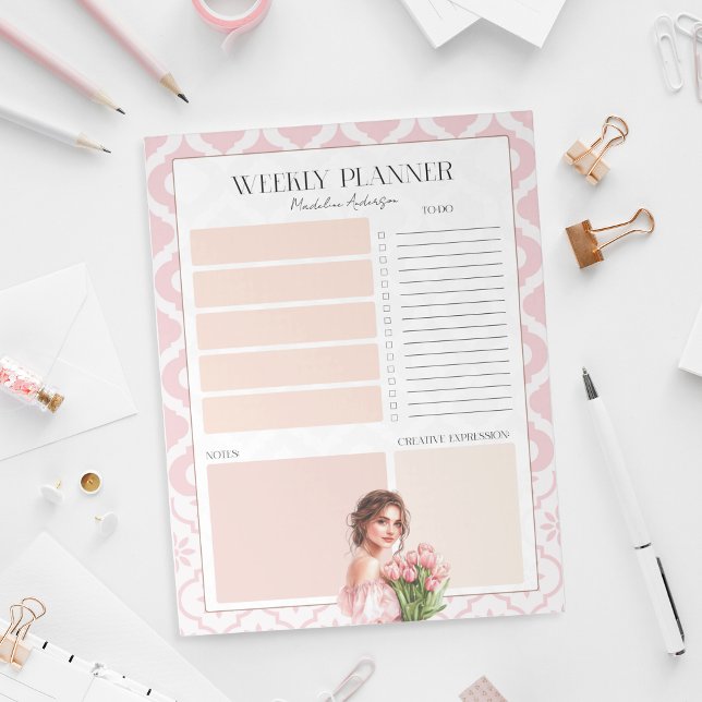 Girly Pretty Pink Weekly Planner Notepad (Creator Uploaded)