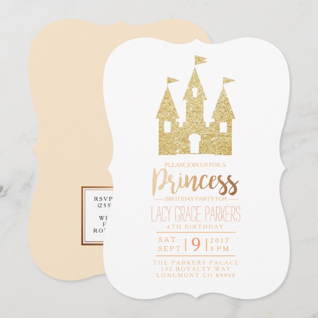 Girly Princess Birthday | Themed Party Invitation (Front/Back)