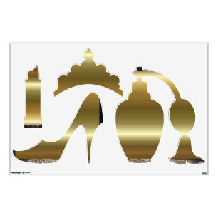Girly Princess Gold Black Shimmer  Wall Decal