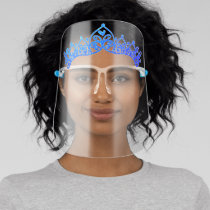 Girly Princess Tiara Crown Sapphire Blue Face Shield