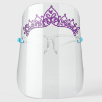 Girly Princess Tiara Purple Glitter Face Shield