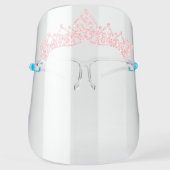 Girly Princess Tiara Rose Gold Pink Glitter Face Shield (Front)