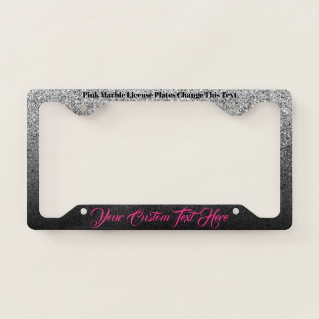 Girly Printed sparkle effect Pink Boss Jewelry License Plate Frame (Front)