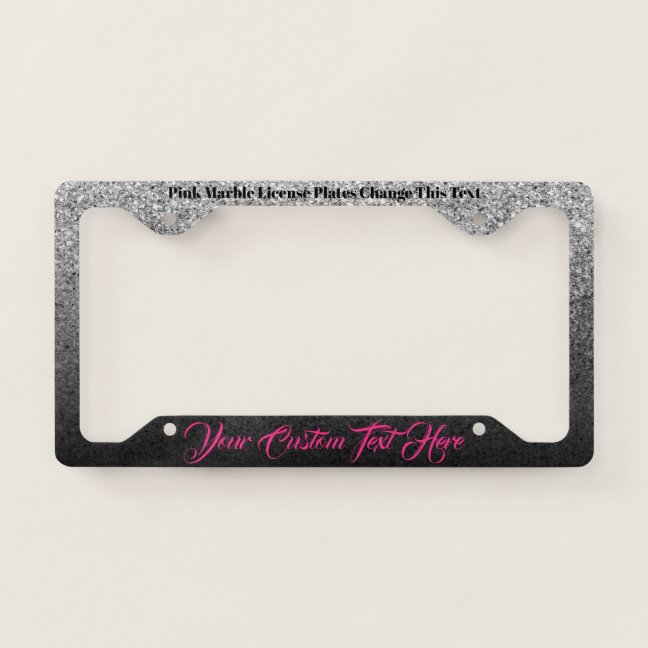 Girly Printed sparkle effect Pink Boss Jewelry License Plate Frame