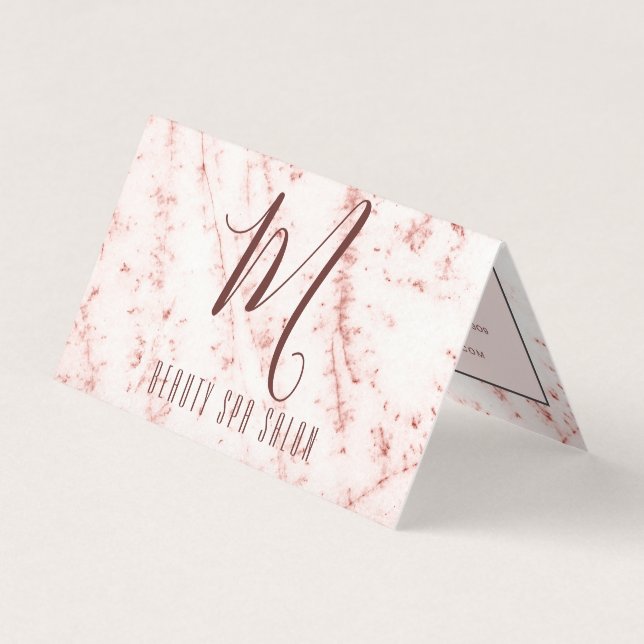 Girly Professional Pinky Glittery Monogram Salon Business Card (Front)