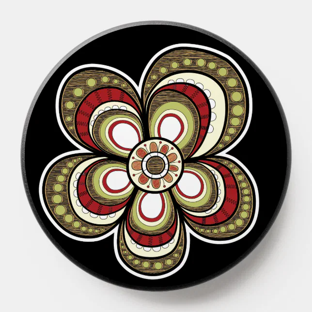 Girly Psychedelic Vintage Flower Art PopSocket | Zazzle
