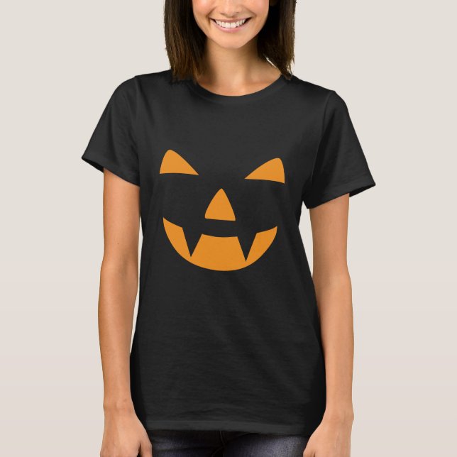 Girly Pumpkin Face Halloween  T-Shirt (Front)
