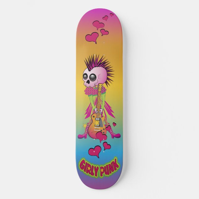 Girly Punk Rock Skate Skateboard Deck (Front)