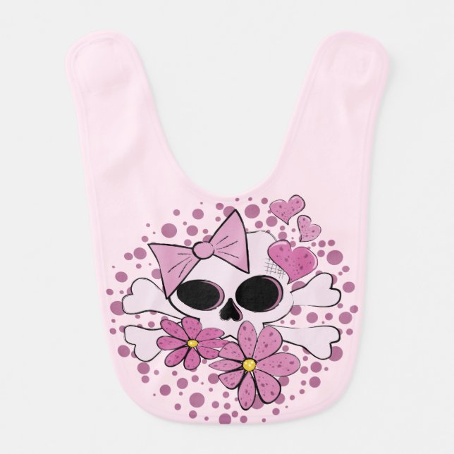 Girly Punk Skull Baby Bib (Front)